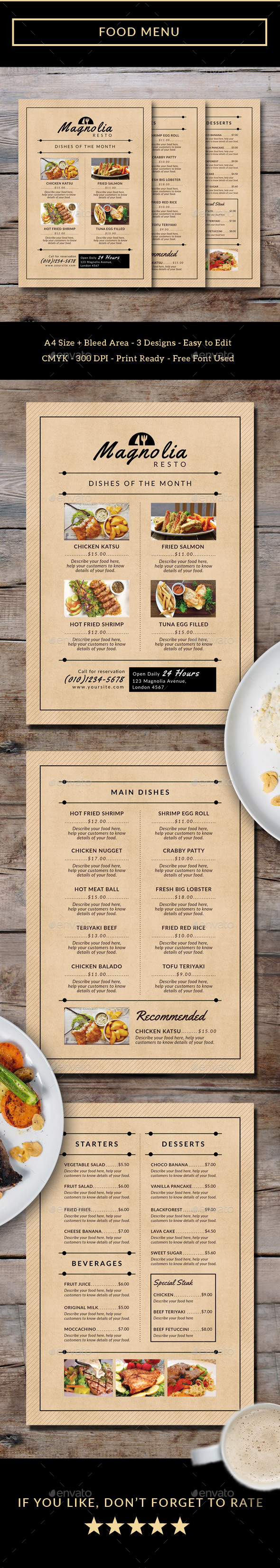 Food Menu - Food Menus Print Templates