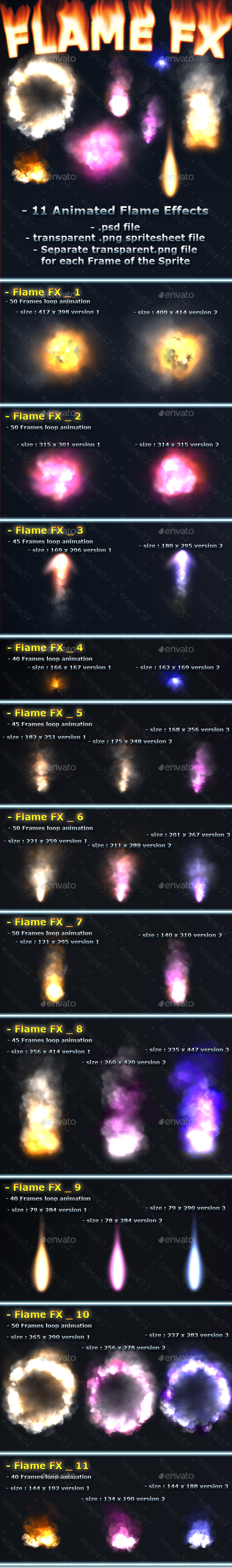 Flame Effects - Sprites Game Assets