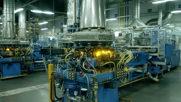 A Workshop at the Glass-blowing Plant with Complex Equipment alt