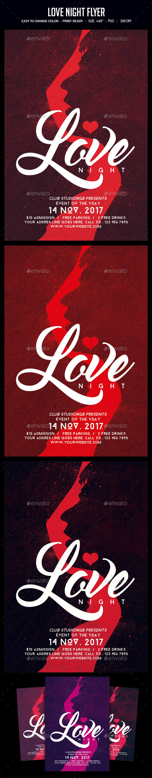 Love Night Flyer - Clubs & Parties Events