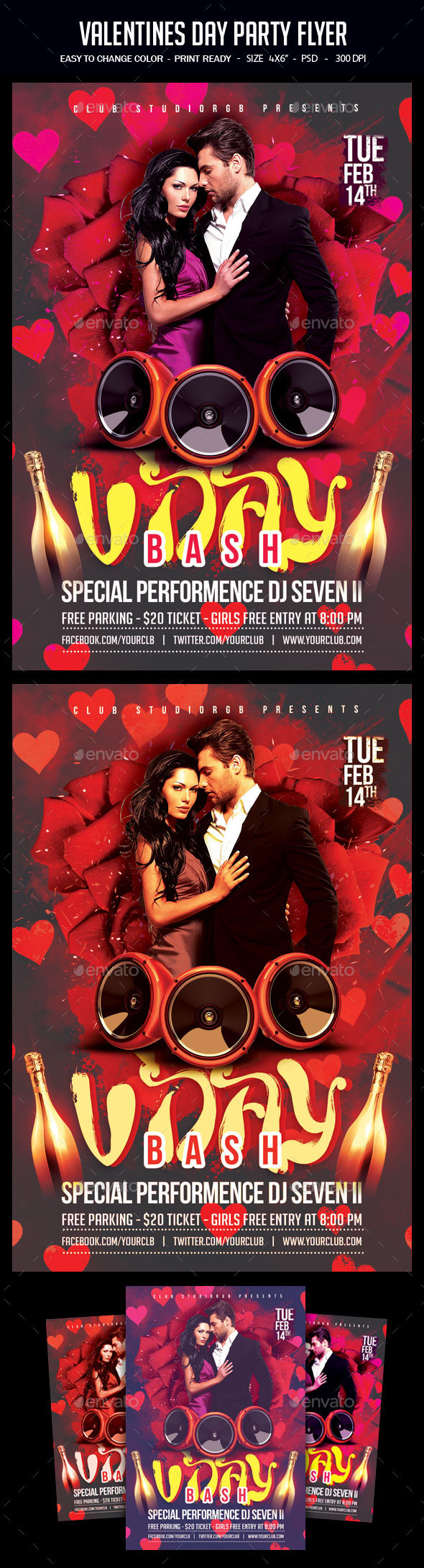 Valentines Day Flyer - Clubs & Parties Events