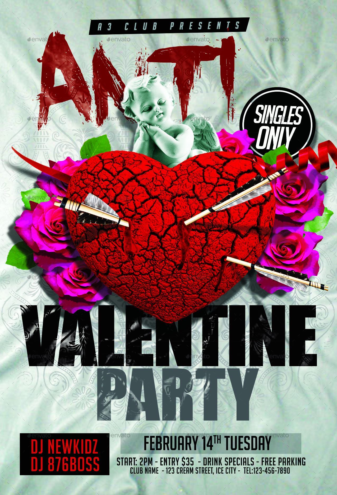 Anti Valentine Day Flyer Print Templates Graphicriver