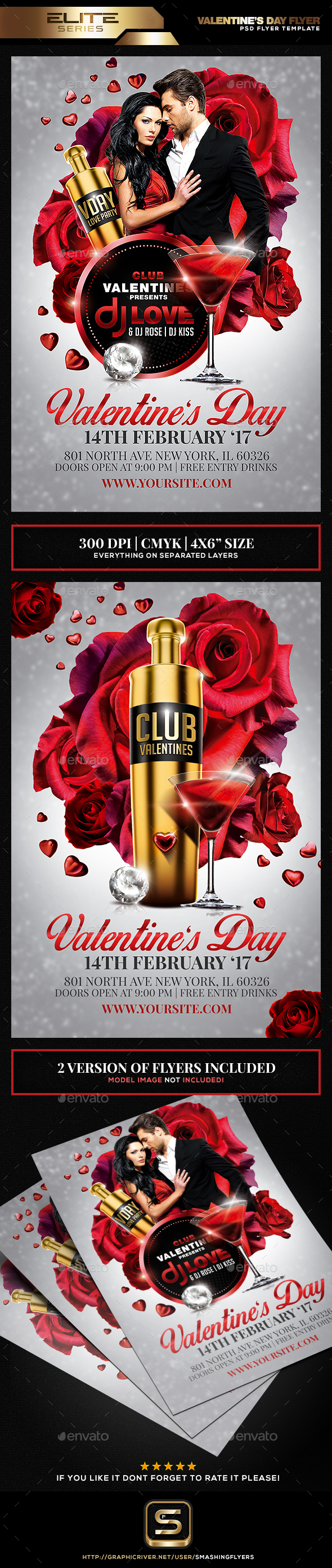Valentine's Day Flyer Template - Clubs & Parties Events