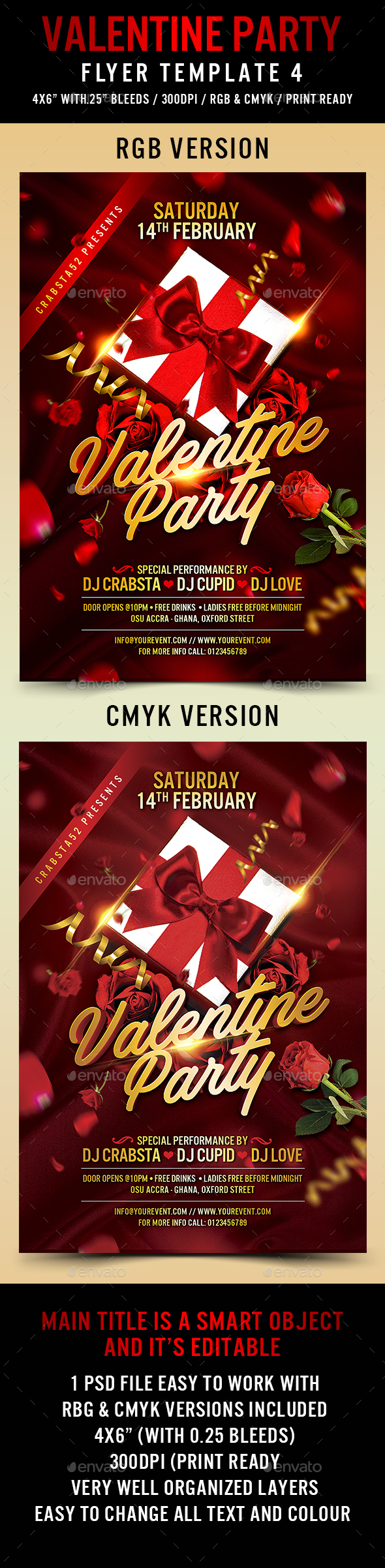 Valentine Party Flyer Template 4 - Flyers Print Templates
