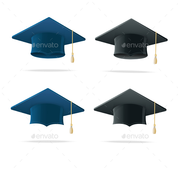Student Hat Blue and Black Set - Man-made Objects Objects