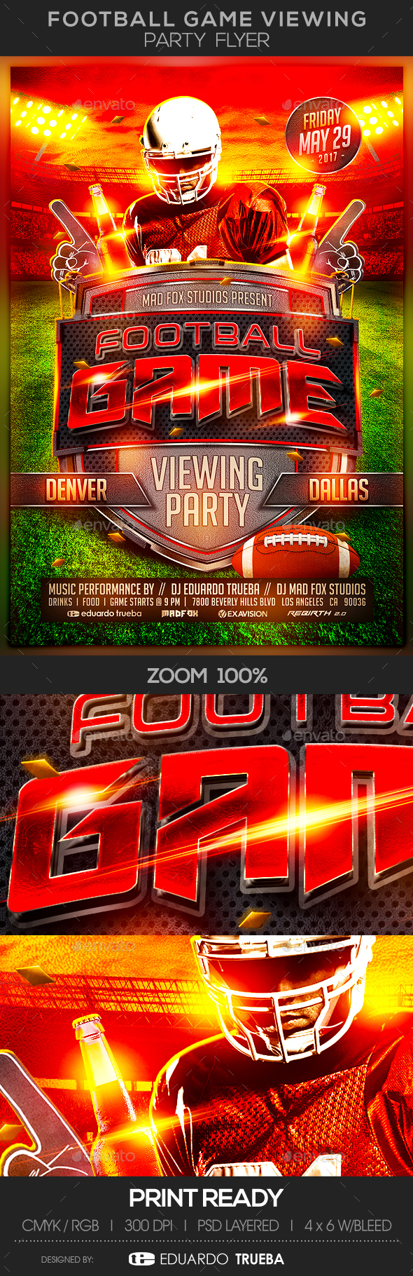 Football Game Viewing Party Flyer - Sports Events