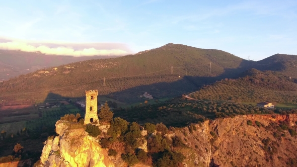 Aerial Shot, Upezzinghi Tower on the Rock