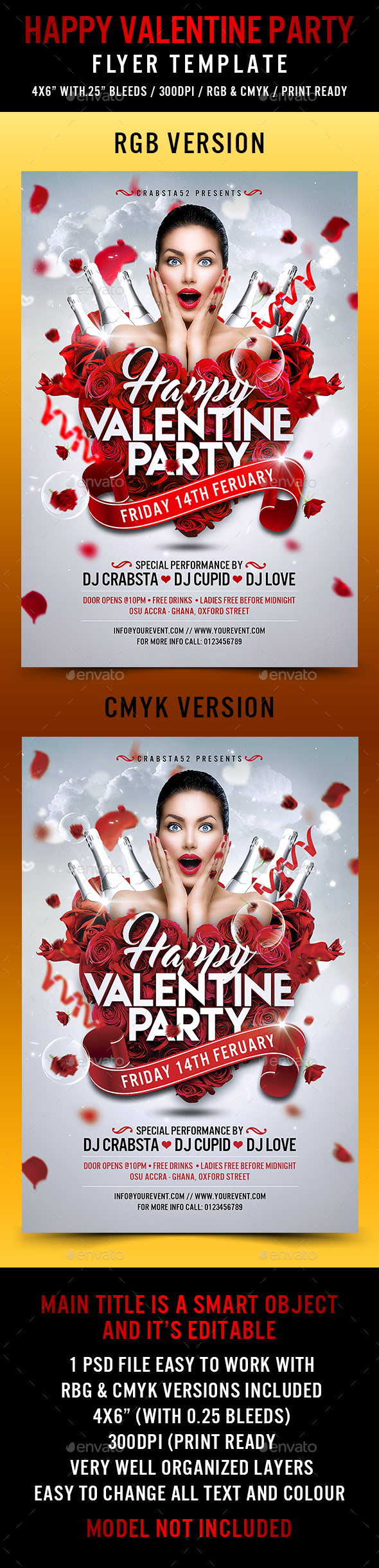 Happy Valentine Party Flyer Template - Events Flyers