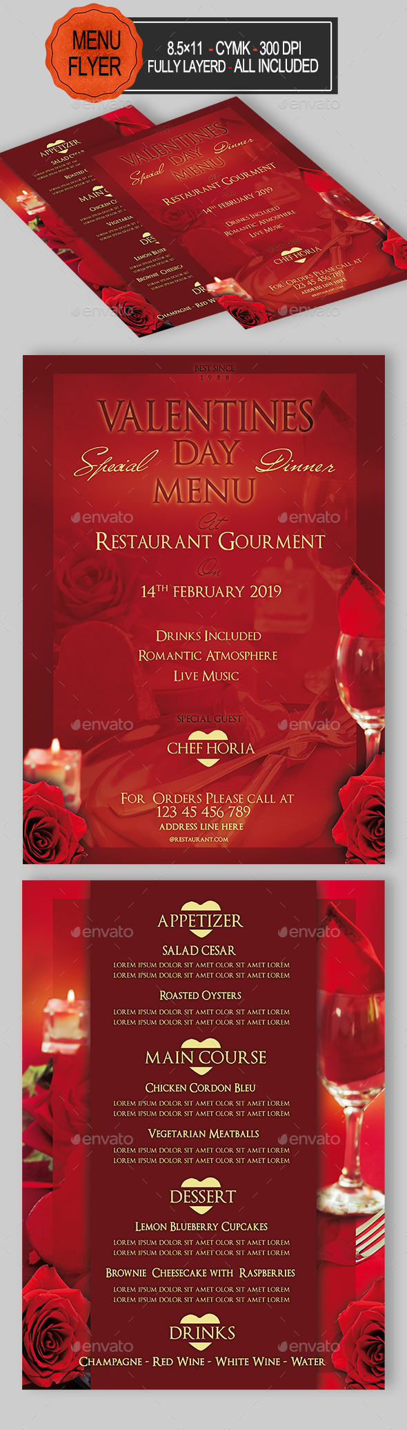 Valentines Day Menu - Restaurant Flyers