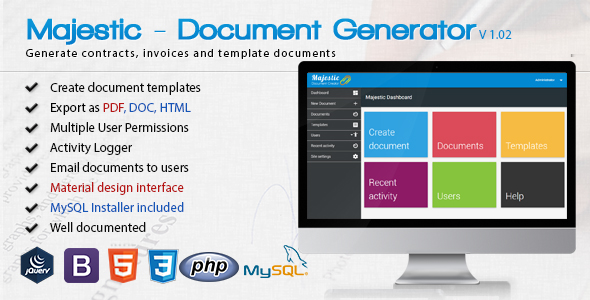 Majestic - Create documents from templates. Easily generate contracts and invoices - CodeCanyon Item for Sale