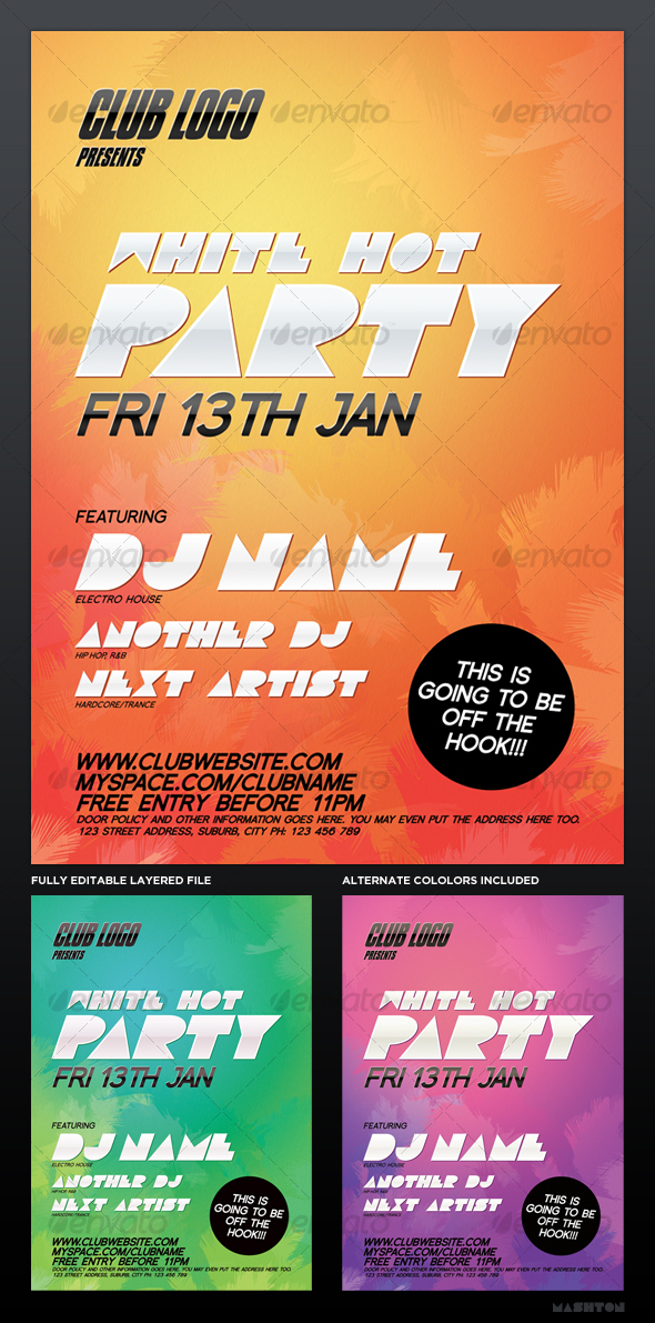 Party / Nightclub Poster: White Hot - Clubs & Parties Events