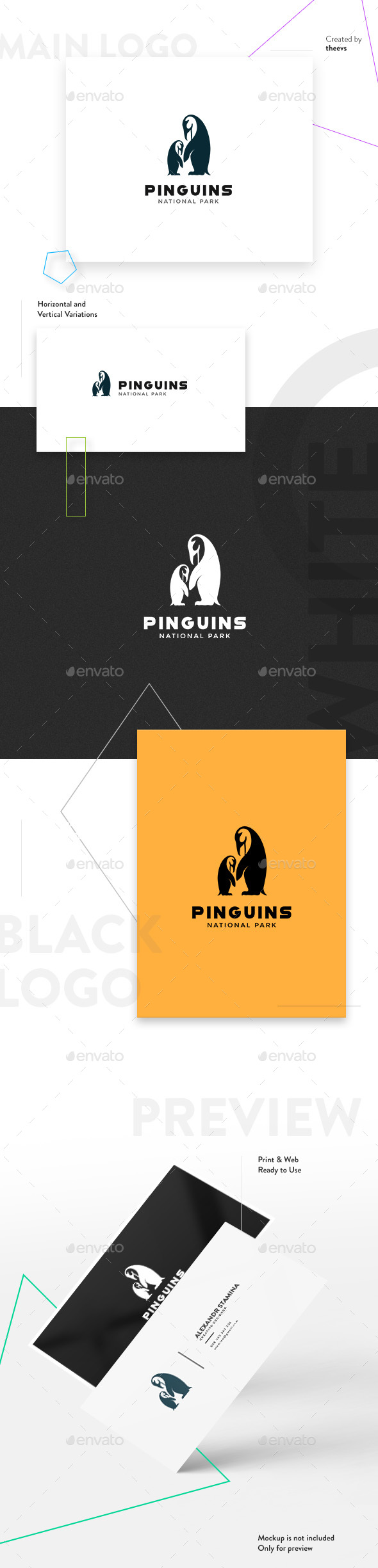Pinguins Logo - Animals Logo Templates