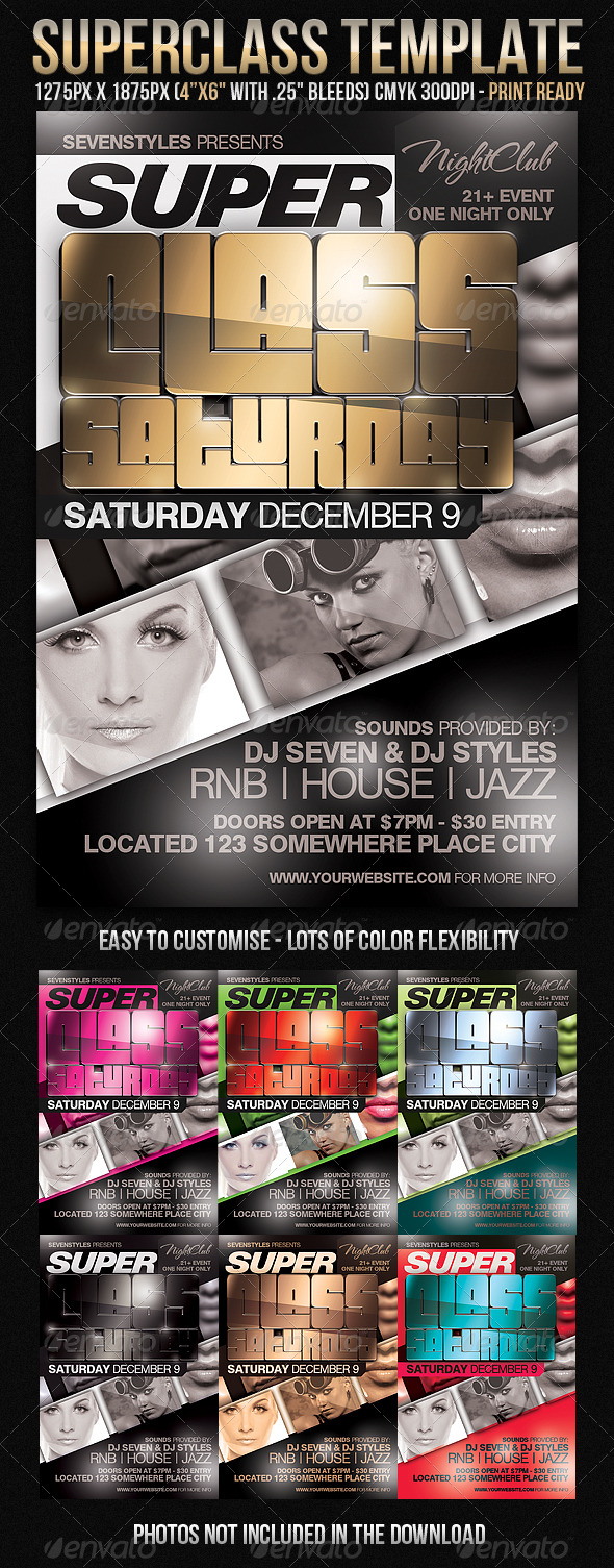 SuperClass Flyer Template - Clubs & Parties Events