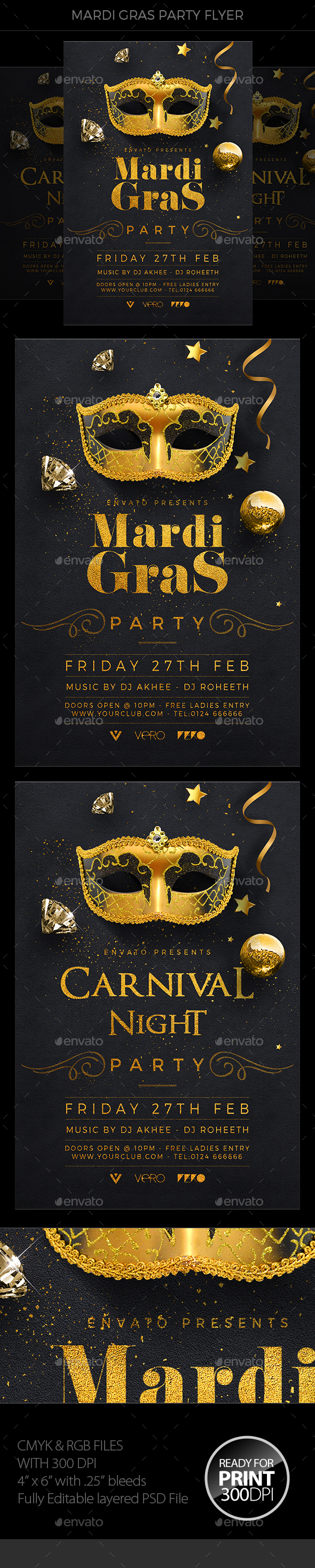 Mardi Gras Party Flyer - Clubs & Parties Events