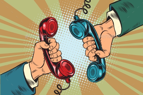 Retro a Dialogue on the Phone Two Handsets - Concepts Business