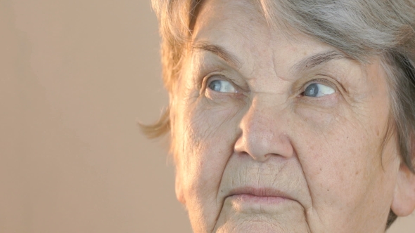Elderly Woman Looking in Side. Face