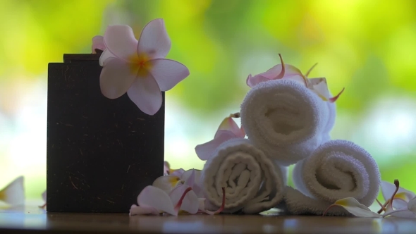 Towels and Leaves of Tropical Flower alt