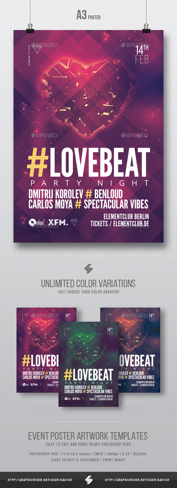 Love Beat vol2 - House Music Party Flyer / Poster Template A3 - Clubs & Parties Events
