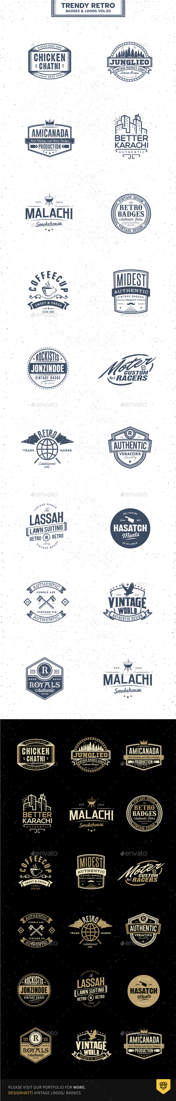 Trendy Retro Badges and Logos Vol.03 - Badges & Stickers Web Elements