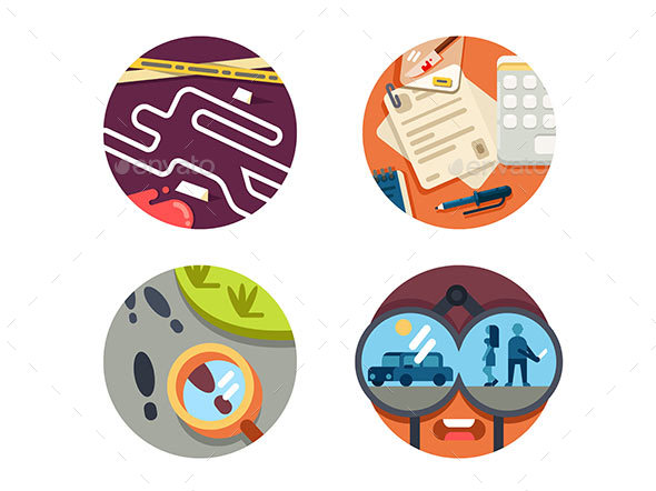 Detective Icon Set - Web Elements Vectors