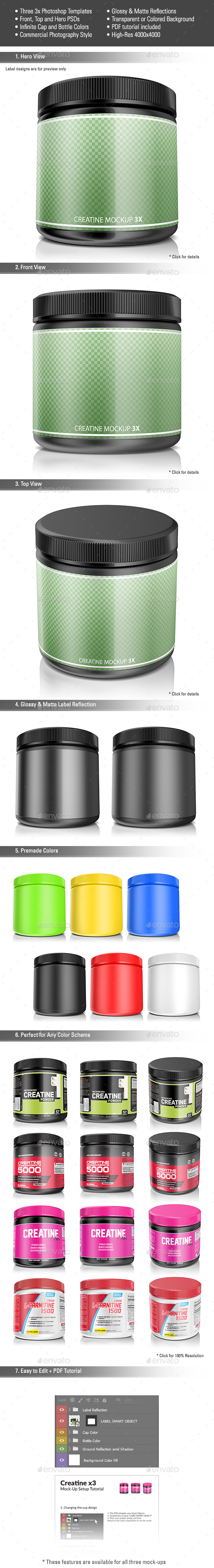 Creatine Mockup 3X Pack - Miscellaneous Packaging