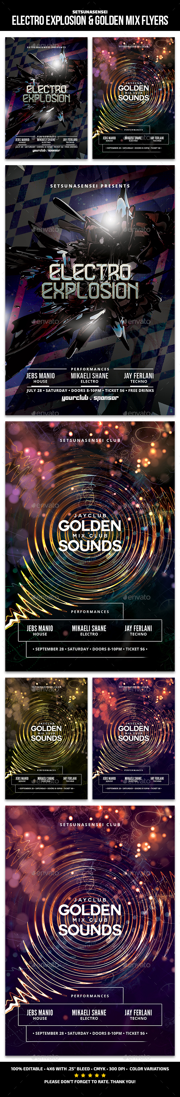 Electro Explosion & Golden Mix Flyers - Clubs & Parties Events