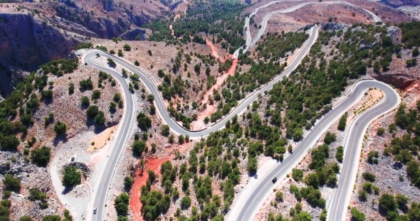 Flying Above Serpentine Road