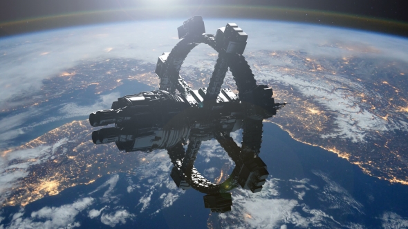 Space Station Orbiting Earth, Motion Graphics | VideoHive