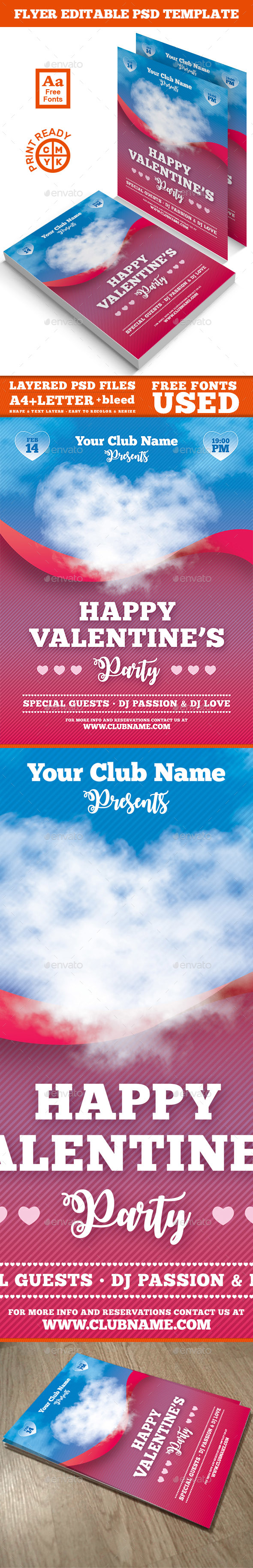 Valentine's Day Flyer A4 - Clubs & Parties Events