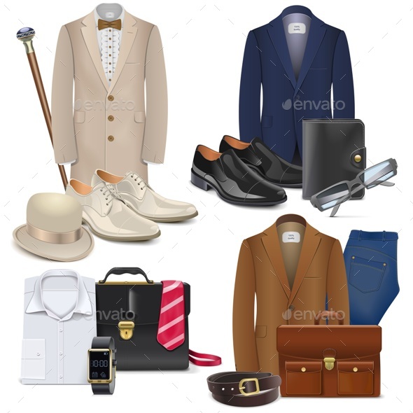 Vector Male Fashion Accessories Set 3 - Retail Commercial / Shopping
