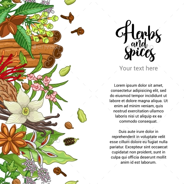 Bakery Card Design with Spices and Herbs - Flowers & Plants Nature