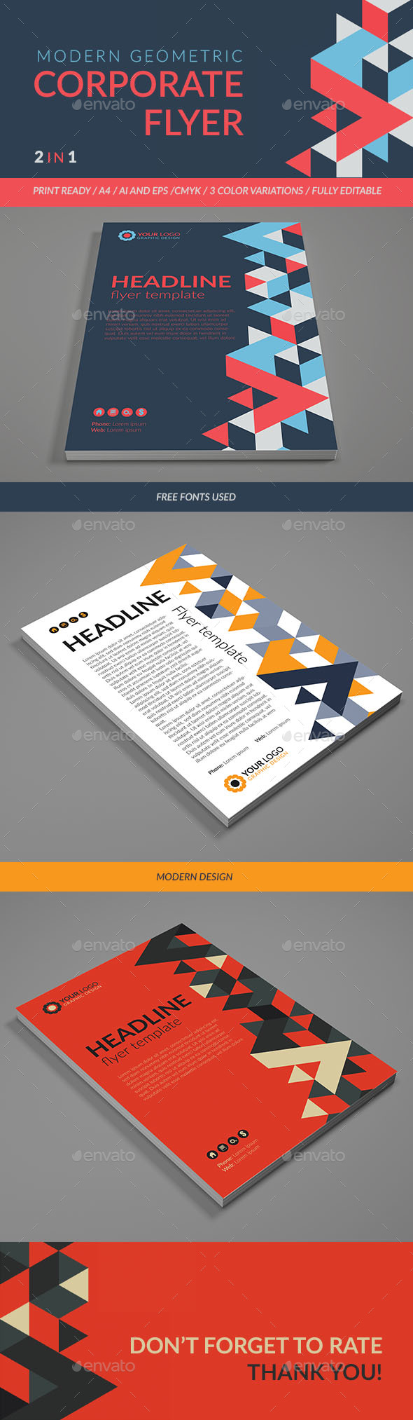 Modern Geometric Corporate Flyer. - Flyers Print Templates