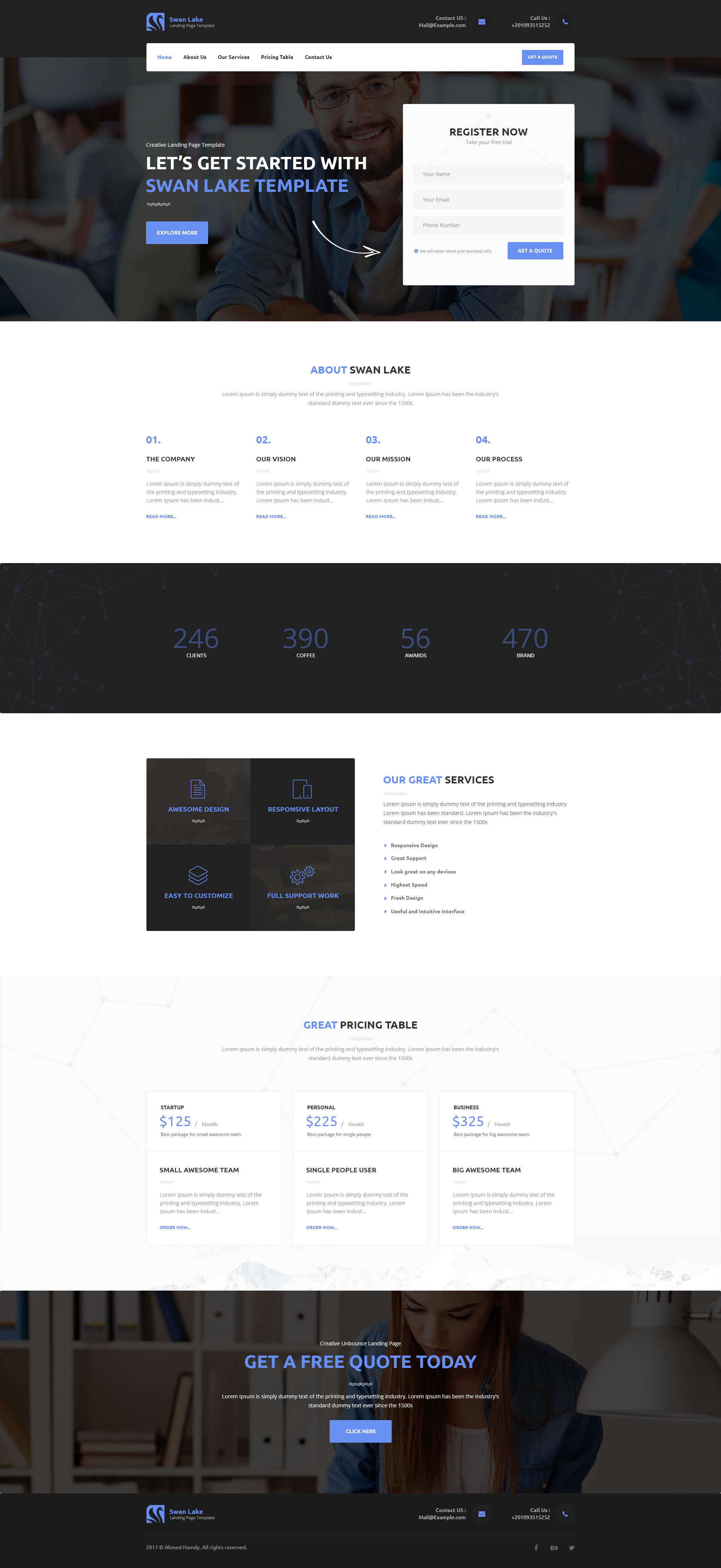 Swan Lake - Marketing PSD Template by ExplicitConcepts | ThemeForest