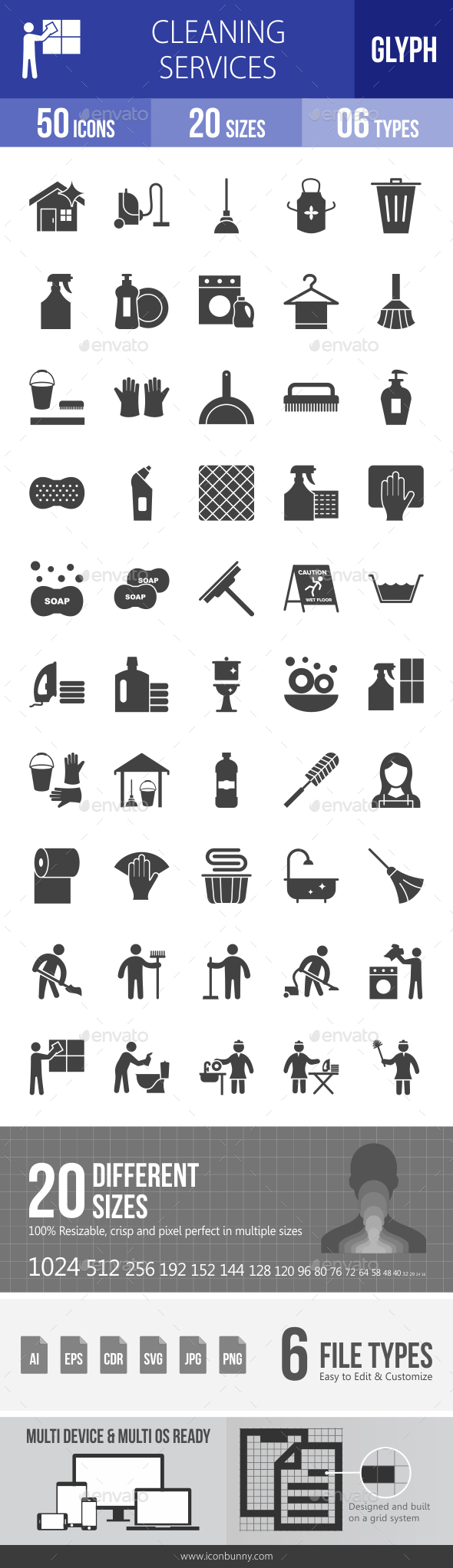 Cleaning Services Glyph Icons - Icons
