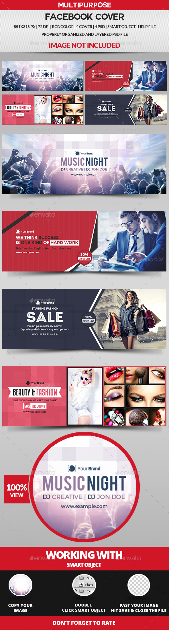 Multipurpose Facebook Cover - 4 Design - Facebook Timeline Covers Social Media