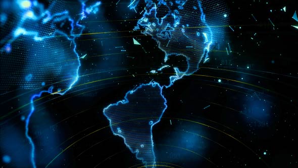 World Map Technology Digital Background