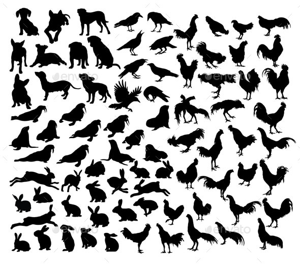 Animal Set Silhouettes - Animals Characters