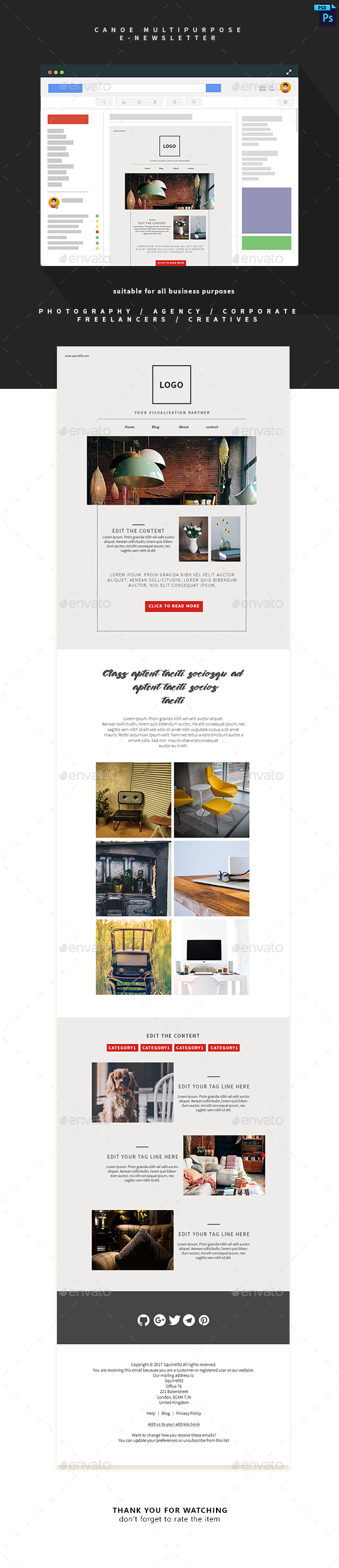 Canoe Multipurpose E-Newsletter II - E-newsletters Web Elements