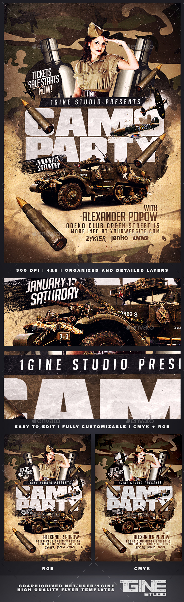 Camo Costume Party Flyer Template - Clubs & Parties Events