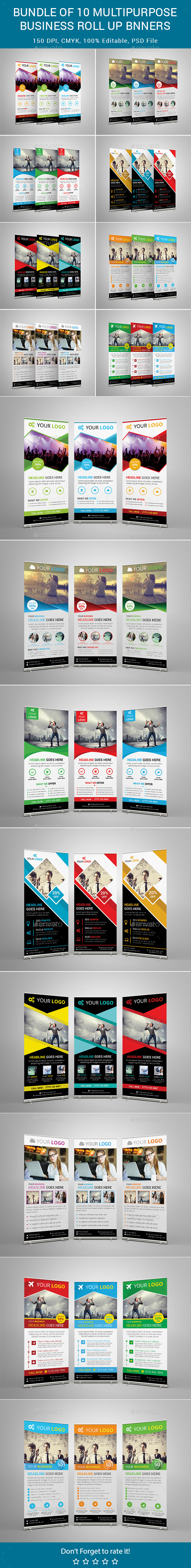 Bundle of 8 Multipurpose Business Rollup Banners - Signage Print Templates