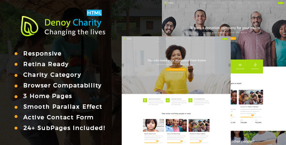 Denoy || Responsive HTML Template for Charity & Fund Raising - Charity Nonprofit