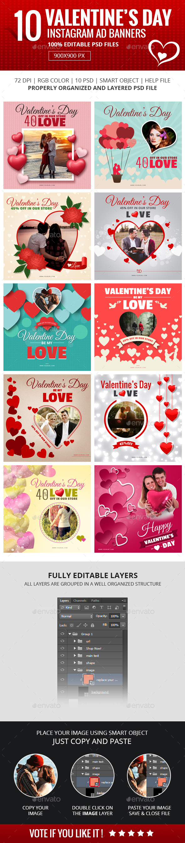 Valentine Instagram Banners - Banners & Ads Web Elements