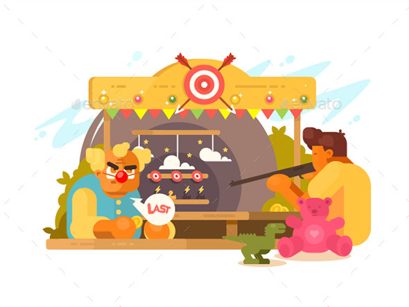 Amusement Park with Shooting Range - People Characters
