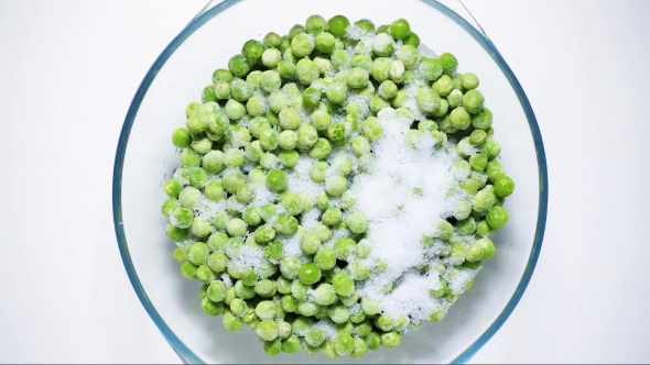 Defrost Green Peas View From Above
