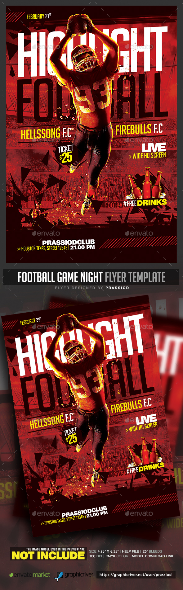 Football Game Night Flyer Template - Sports Events