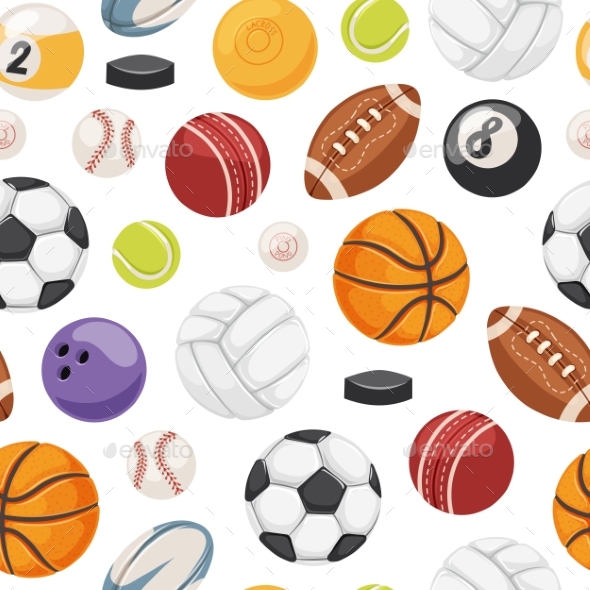 Sport Balls Seamless Pattern Vector. - Backgrounds Decorative