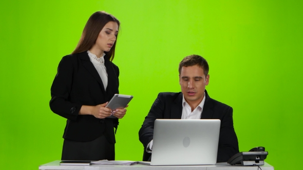 Headmistress Praised His Employee for the Work Done. Green Screen alt