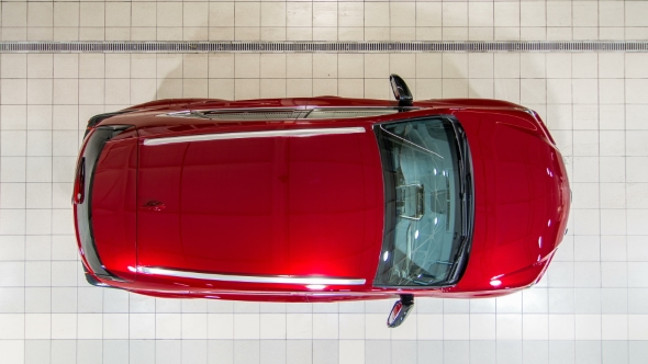 Top View of Cars Entering To the Workshop Service Station alt