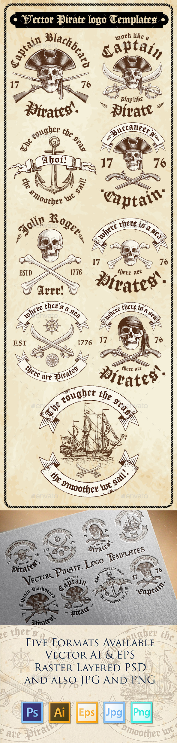 Vector Pirate Logo Templates - Decorative Symbols Decorative
