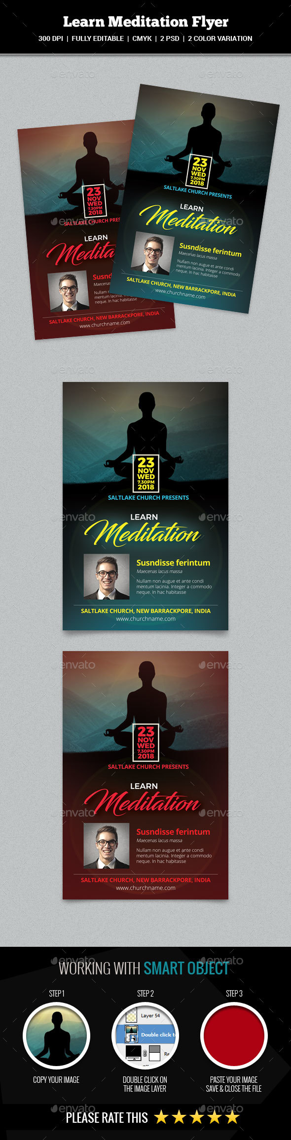 Learn Meditation Flyer - Church Flyers